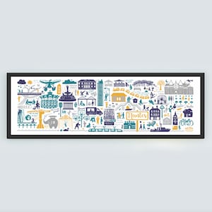 Nantes panoramic yellow / Marillon the Beef / Poster / illustration / wall decoration / city