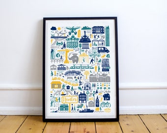 Nantes yellow / Marillon the Beef / Poster / illustration / wall decoration / city