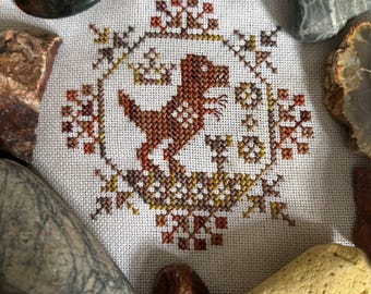 Quirky Quaker: T Rex - PDF Pattern - Cross Stitch - Darling & Whimsy Designs