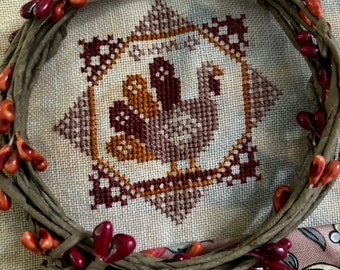 Quirky Quaker: Turkey - PDF Pattern - Cross Stitch - Darling & Whimsy Designs