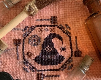 Quirky Quaker: Witch Hat - PDF Pattern - Cross Stitch - Darling & Whimsy Designs