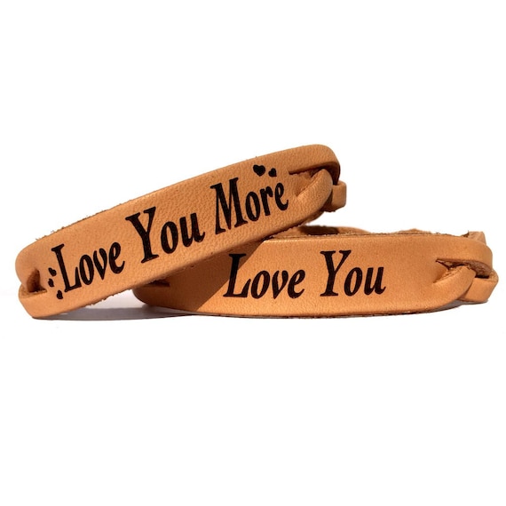 Love you, Love You More Leather Braided Couples Bracelet Set