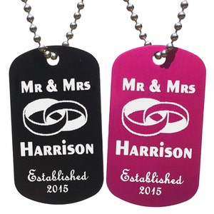 Mr & Mrs Dog Tag Necklaces with Free Customization (Pair)