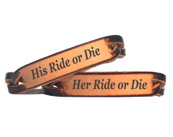 Seine & Fahrt oder sterben geflochtenes Lederarmband Paare Set