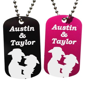 Cowboy & Cowgirl Couples Dog Tag Necklaces with Free Customization (Pair)