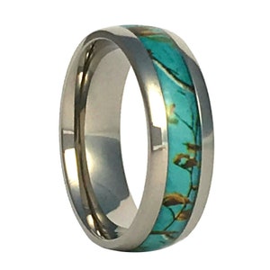 Turquoise Blue Camo Titanium Ring