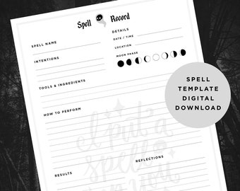 Spell & Ritual Template for Witchcraft ~ High Quality Digital Download ~ 8.5x11 PDF