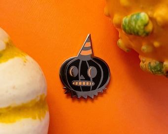 Black & Orange Variant ~ Folk Art Inspired Pumpkin Enamel Pin