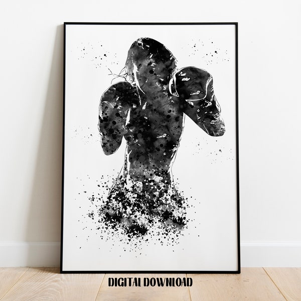 Boxing Girl Woman Fighter Female Martial Arts Women In Sports Girls Sport Poster Watercolor Art Digital Printable Download