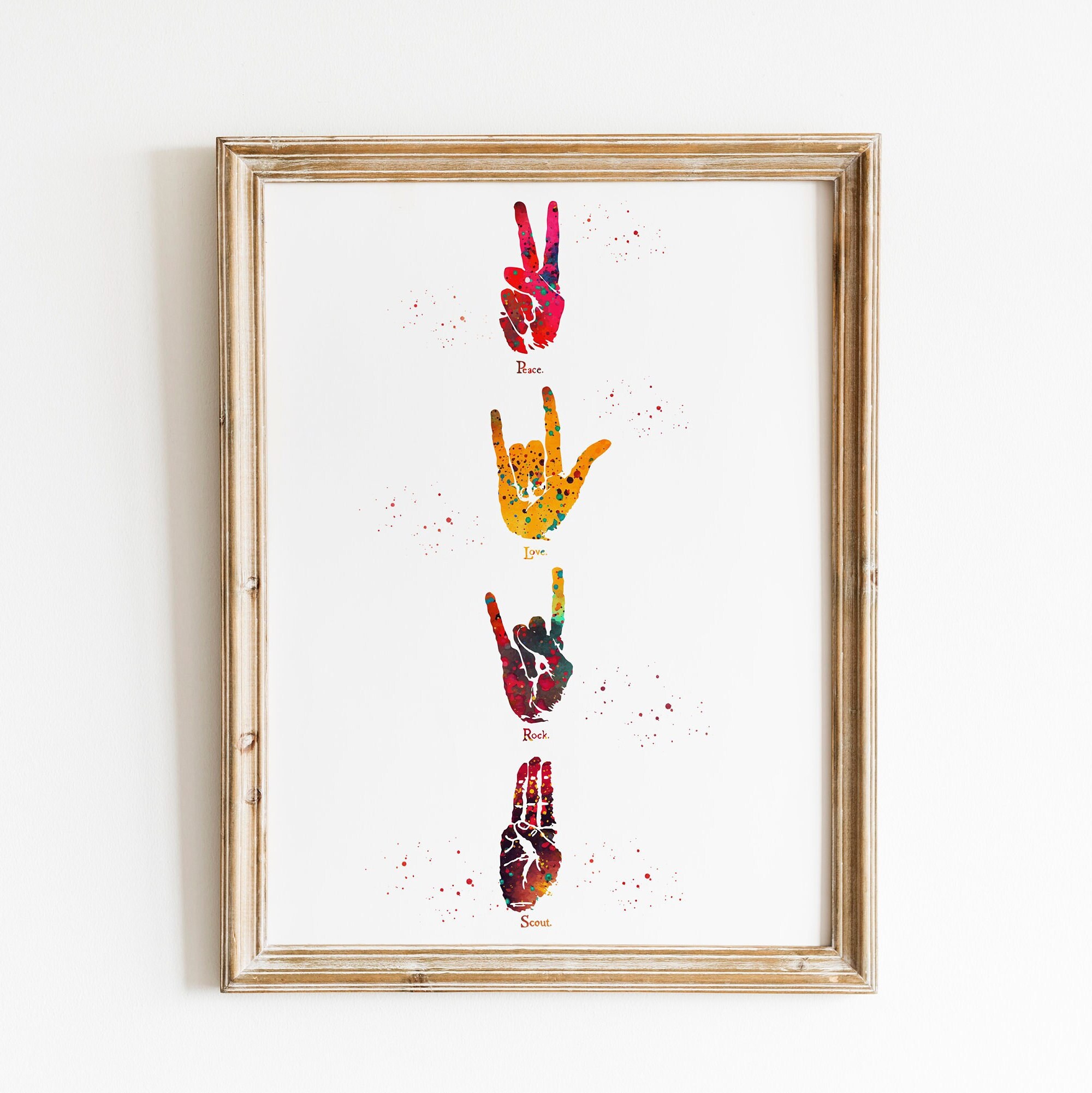 Hand Signs Hand Symbols Watercolor Peace Love Rock Scout Signs - Etsy Canada