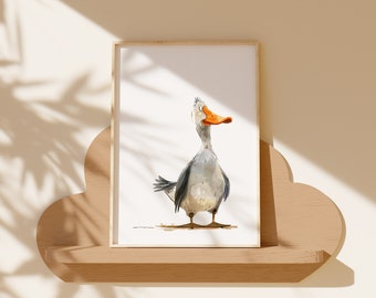 Silly Goose Watercolor Nursery Art- Choose Any Size, Digital Printable Download