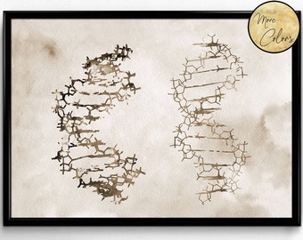 Two DNA, Science, Biology,watercolor print, poster, science art , print, wall decor(350)