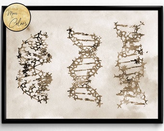 Three DNA, Science, Biology,watercolor print, poster, science art , print, wall decor(351)