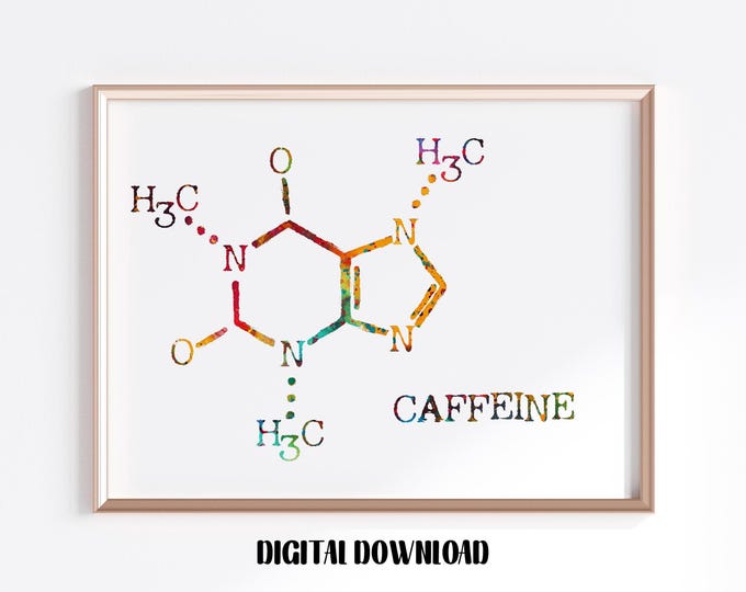 Caffeine Molecule Symbol Nerd Art Science Biology Chemistry Floral ...