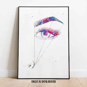 Eyebrow Correction Watercolor Art Print: Beauty Salon Decor (Digital Download)