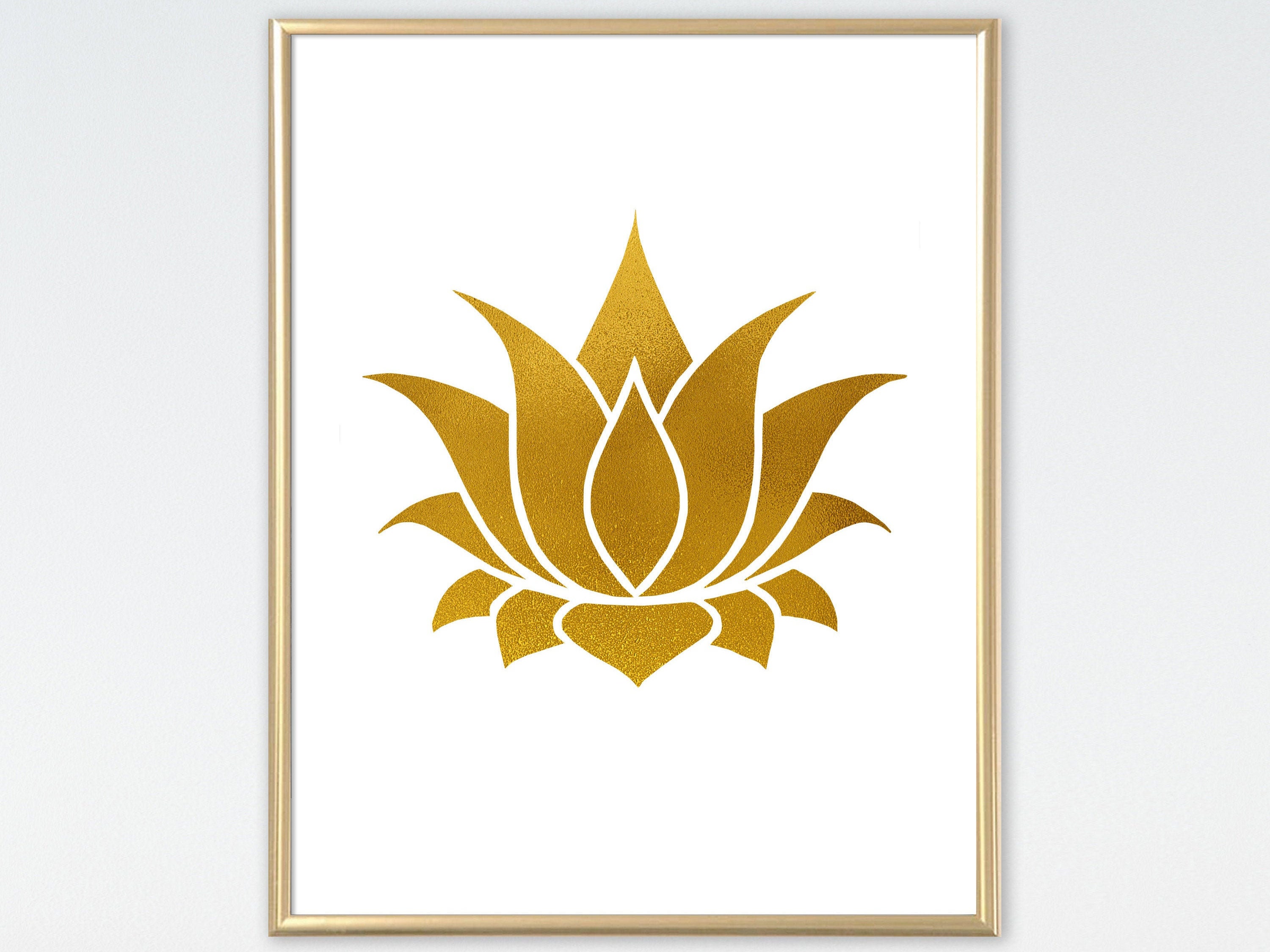 Lotus Flower Spirituality Golden Art Poster Room Decor Etsy