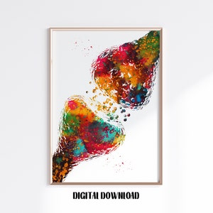 Brain Synapse Human Brain Neurotransmitters Neurology Neuronal Receptors Medical Science Watercolor Digital Printable Download