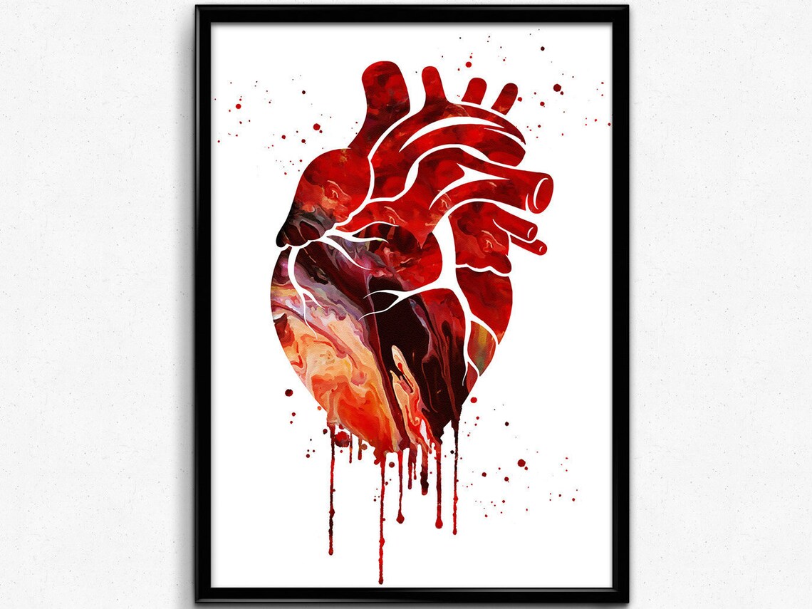 Human Heart watercolor print medical art heart poster Etsy