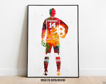 Soccer Player Goalkeeper Personalized Art Custom Name and Number Sport Watercolor Digital Printable Download