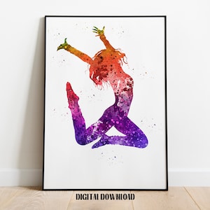 Jazz Ballet Dancer Sport Poster Watercolor Art Digital Printable Download