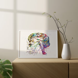 Buy Brain Cranial Nerves Art Brain Anatomy Poster Watercolor Digital ...