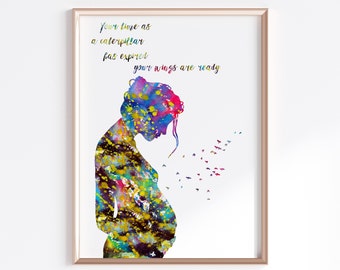 Pregnant Woman quote Pregnancy Gift Baby Shower New Mum Art Poster Watercolor Digital Printable Download