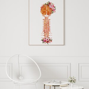 Brain and Cervical Art Anatomy Medical Science Watercolor Digital ...