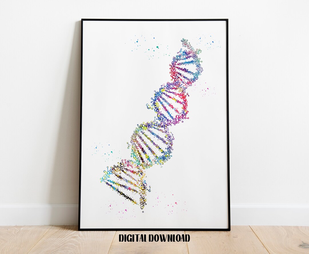 DNA Molecule DNA Spiral Poster Medical Science Watercolor Digital ...