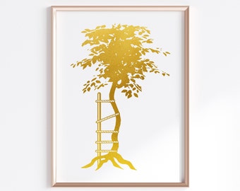 Crooked Tree Orthopedic Symbol Surgery Poster Medical Golden Art Digital Printable Download