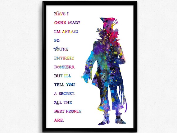 Alice In Wonderland Inspired Mad Hatter With Quote Tea Time Etsy