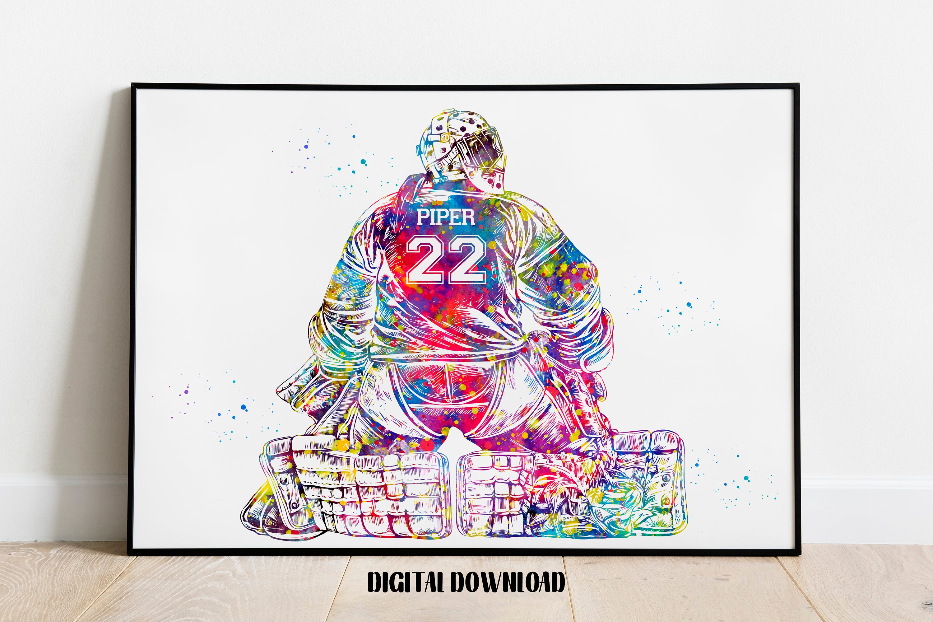Ice Hockey Girl Goalie Watercolor Silhouette Poster by LotusArt