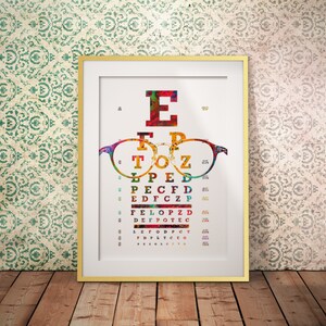 Eye Chart Diagram With Eyeglasses Biology Poster Medical Science ...