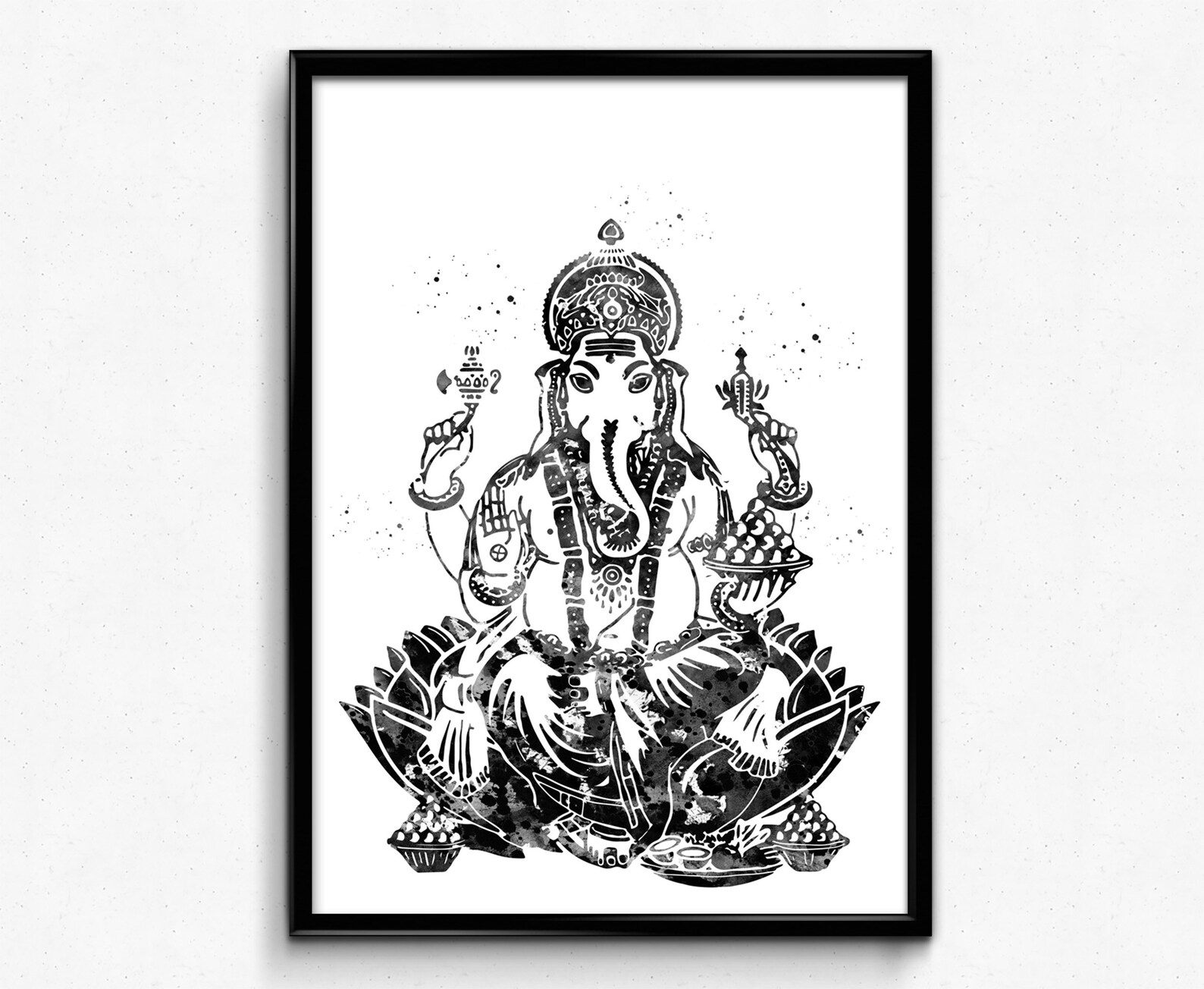 Ganesha Watercolor Print Ganesha Wall Art Poster Home Etsy