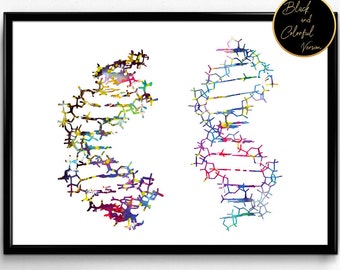 Two DNA, Science, Biology,watercolor print, poster, science art , print, wall decor(350)