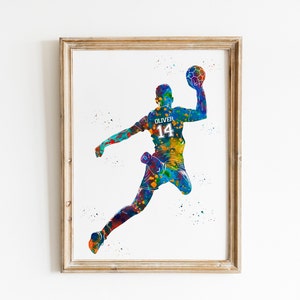 Handball Player Personalized Art Custom Name and Number Sport ...