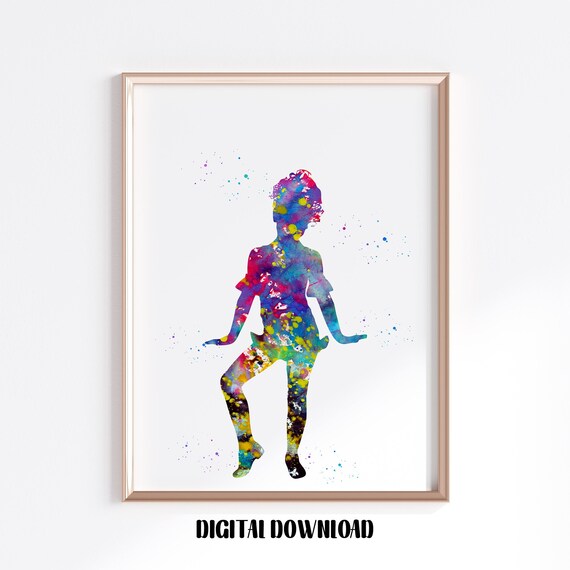 Tap Dancing Little Girl Tap Dance Poster Watercolor Art Etsy