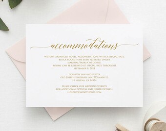 accommodation cards etsy wedding accommodation card template