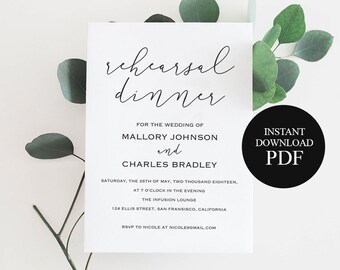 rehearsal dinner invitation template etsy