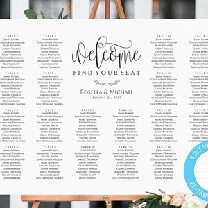 Wedding Seating Chart Printable Seating Chart Seating Chart - Etsy