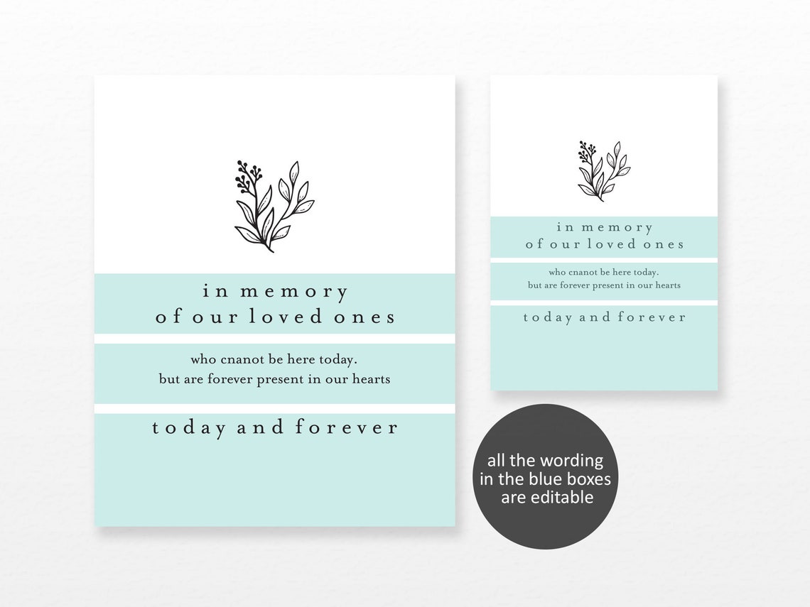 In Memory Sign Printable Modern Rustic Wedding Sign INSTANT - Etsy