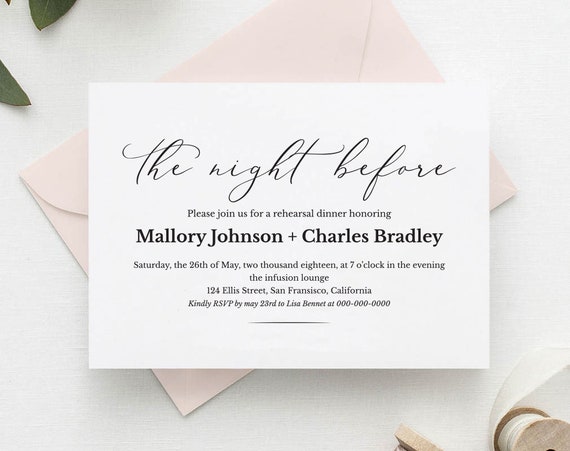 The night before invitation Rehearsal dinner invitation template Pre wedding party invitation Editable Printable templates TOS/_195