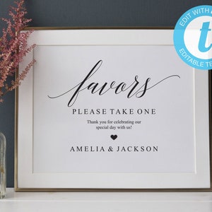 Modern Printable Wedding Favors Sign TEMPLETT, Printable Wedding Favors ...