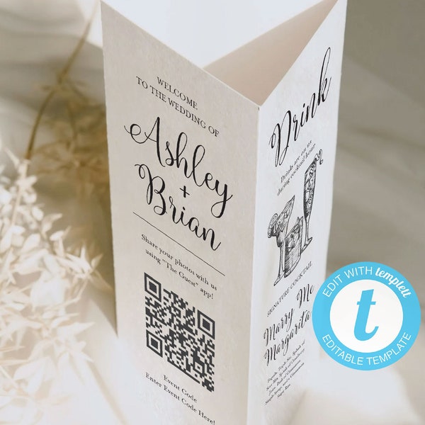 Modern Stand Up Wedding Table Menu, Wedding Table Number, Tri-fold Wedding, Triangle Table, Table Number Template, Cocktail Table, TOS_403