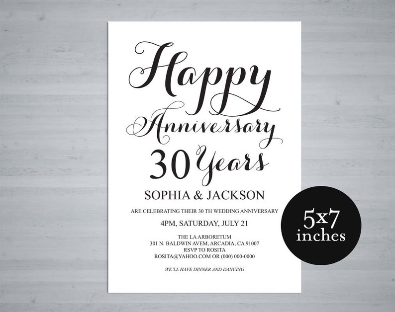 and more Wedding Anniversary Invitation 30th Printable Invitation 50th PDF Download Digital Customized Silver White TOS/_223