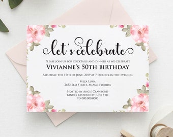 Party Invitation Template Download, Birthday Invitation,Anniversary Invitation,Generic Party Invitation, Let's Celebrate Invitation, TOS_347