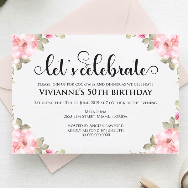 Party Invitation Template Download, Birthday Invitation,Anniversary Invitation,Generic Party Invitation, Let's Celebrate Invitation, TOS_347
