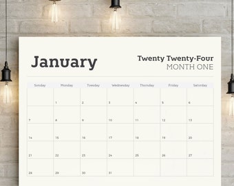2023-2024 Minimalist Calendar, Large Wall Calendar, Monthly, Printable, 2024 Calendar, Planner, Monday and Sunday Start, TOS_43