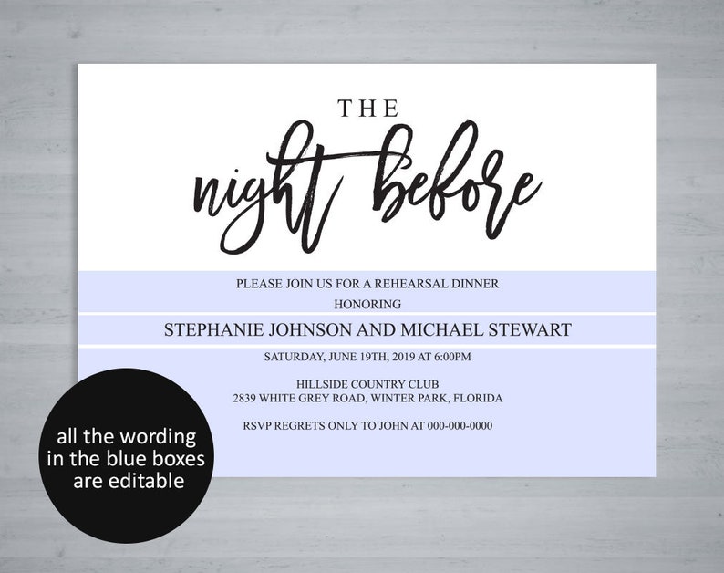 The night before invitation Rehearsal dinner invitation template Pre wedding party invitation Editable Printable templates TOS/_195