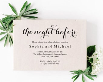The night before invitation Rehearsal dinner invitation template Pre wedding party invitation Editable Printable templates TOS/_195