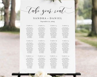 Classic Wedding Seating Chart Template, Elegant Modern Wedding Seating Plan Sign, Printable, Editable Templett INSTANT Download, TOS_133